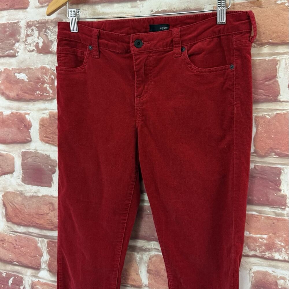 Edyson Zip Ankle Skinny Pants Women's 30 Red Fine Corduroy Stretchy Casual - Picture 4 of 8